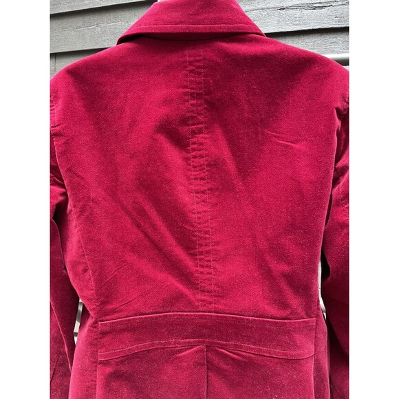 Talbots Velvet Petite Blazer Jacket Women’s 8P Red Wine Military Pea Coat Button - Picture 13 of 16